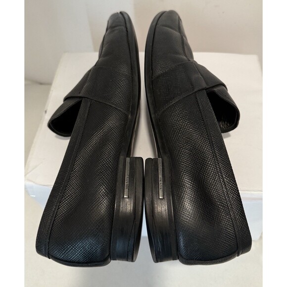AUTH PRADA SAFFIANO BUSINESS SHOES 2DE072 BLACK LEATHER SIZE 9 1/2 - Picture 5 of 12